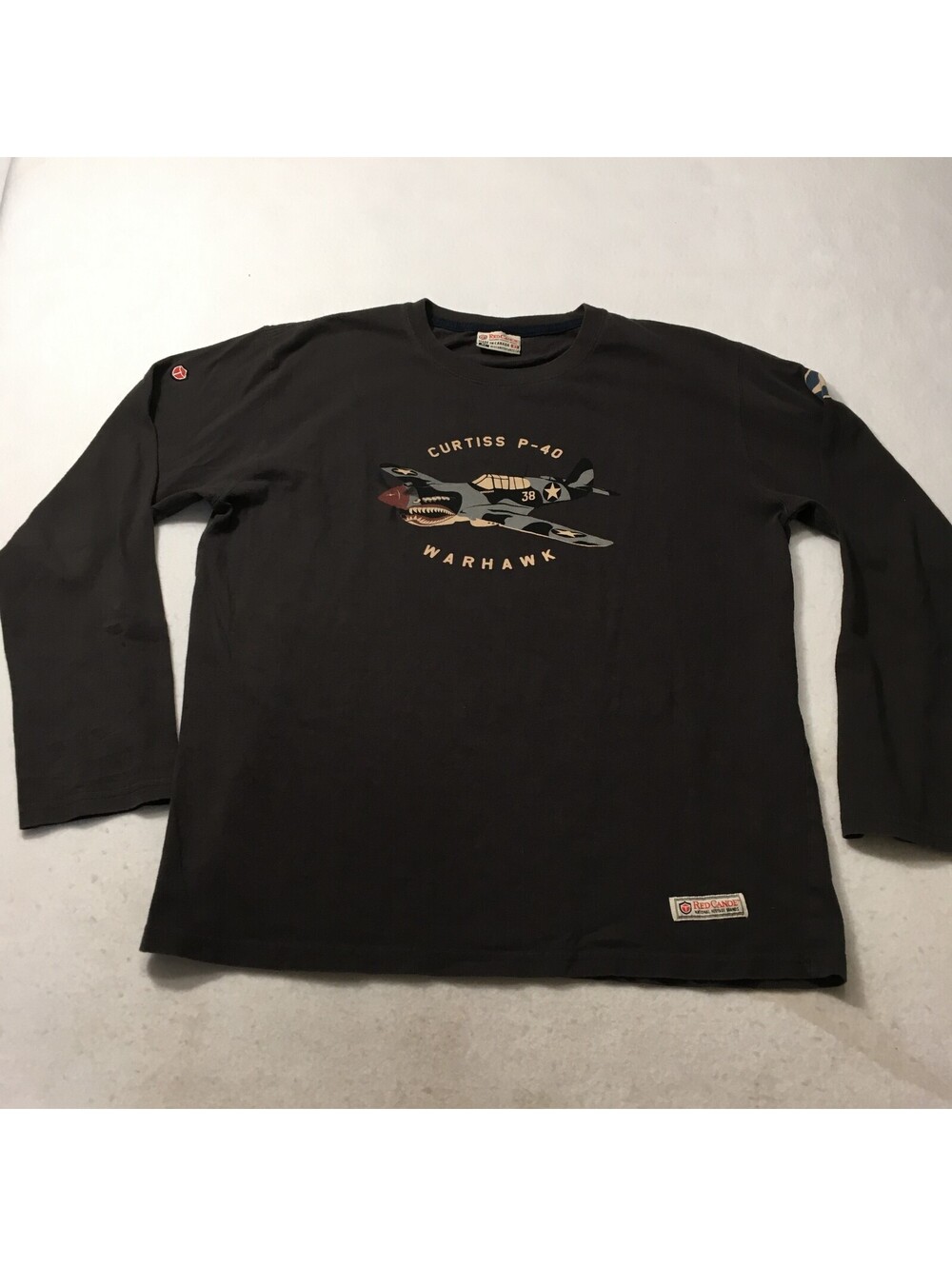 Red Canoe P-40 Warhawk Short Sleeve Graphic T-Shirt LONG SLEEVE- Slate XL